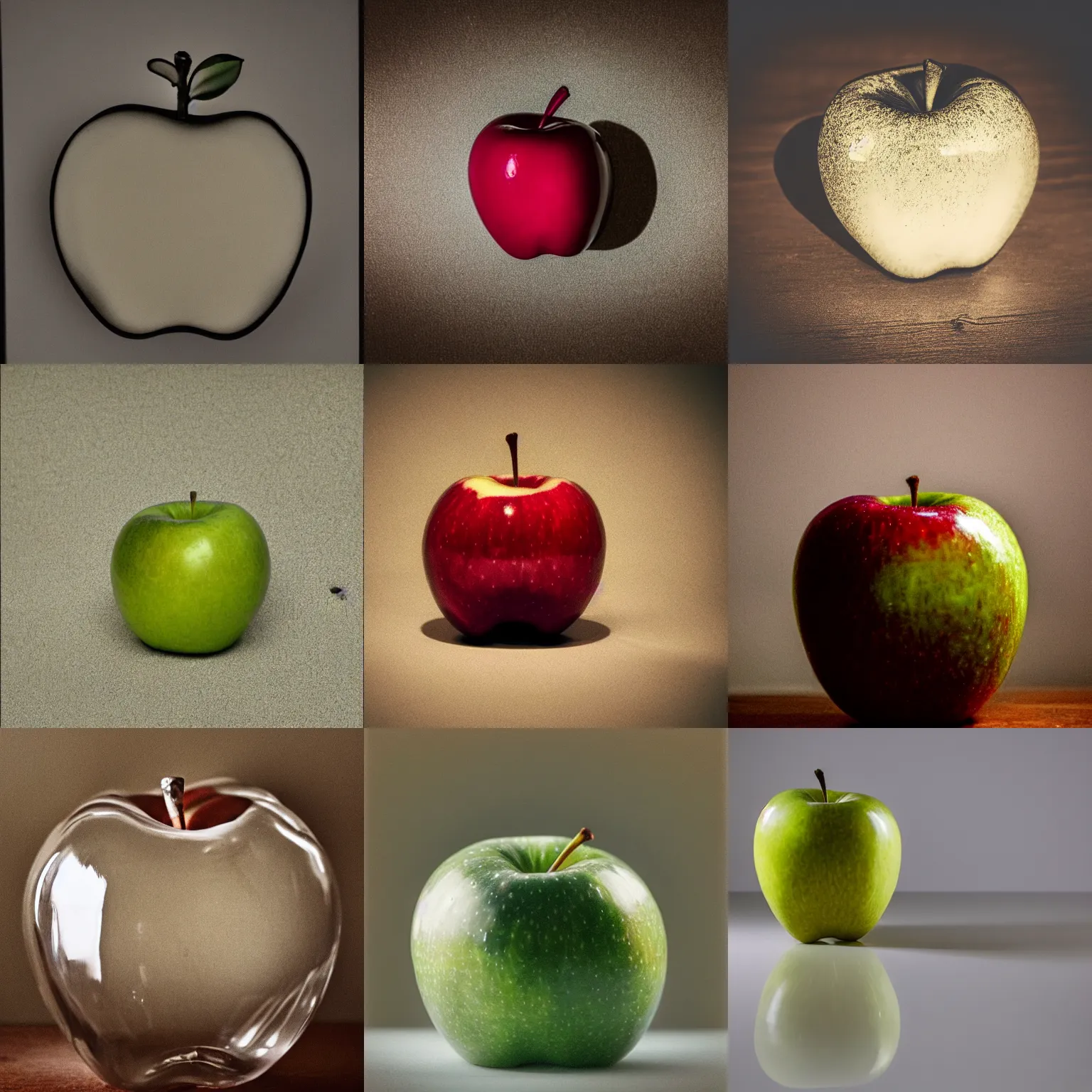Prompt: a beautiful, uneven glass apple in the dark, sparkling, brilliant, antique piece, award winning photography