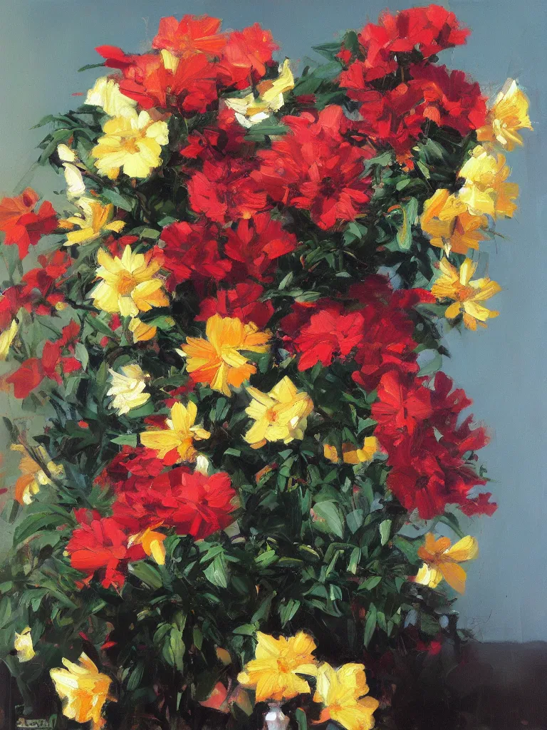 Image similar to gorgeousflowers by Ben aronson, oil on canvas