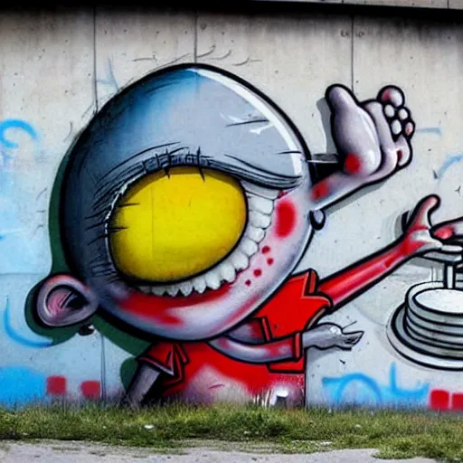 Prompt: wall with graffiti, by dran