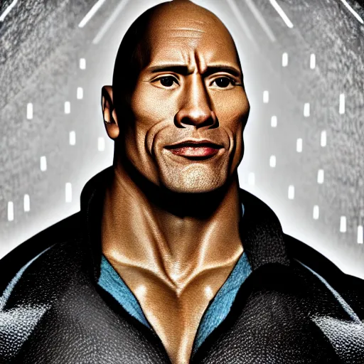 Prompt: dwayne the rock johnson but his head is replaced with an egg, dazzling lights, surreal, dramatic lighting, photorealistic, cinematic scene, super detailed, hyper realistic, bright lights