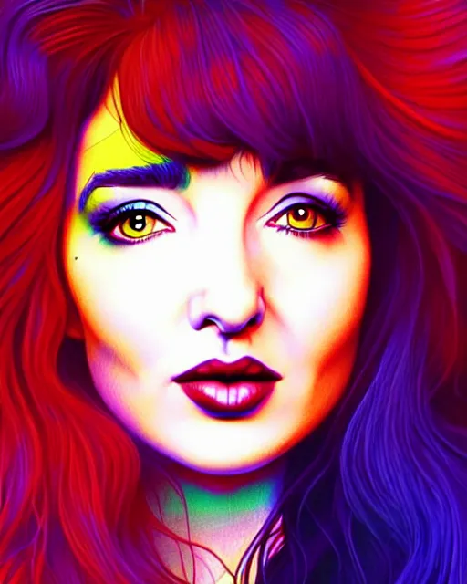 Image similar to richly detailed color illustration kate bush illustrated by artgerm and mina petrovic and timothy kong and marina federovna. 3 d shadowing