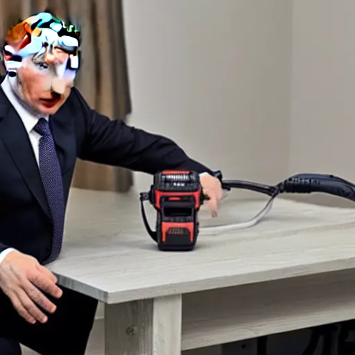 Prompt: Putin holding Electric Cordless Drill