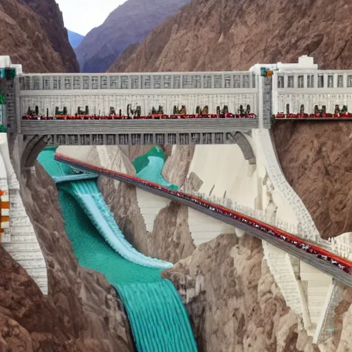 Prompt: hoover damn made out of legos