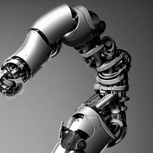 Image similar to robotic arm hyperrealism art, datacenter web servers