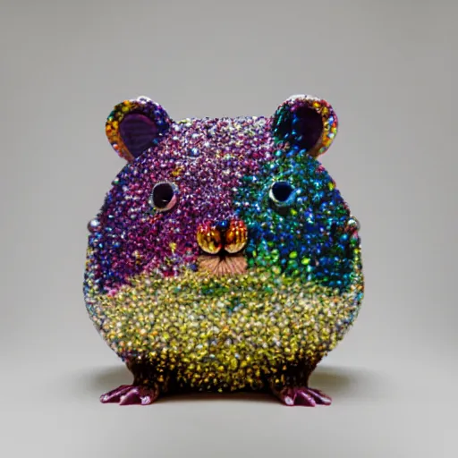 Image similar to rainbow hamster made out of large gems and crystals, sculpture, 8 k hd