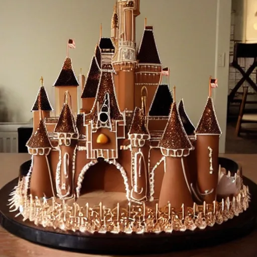 Prompt: castle by walt disney made out of gingerbread and stuff