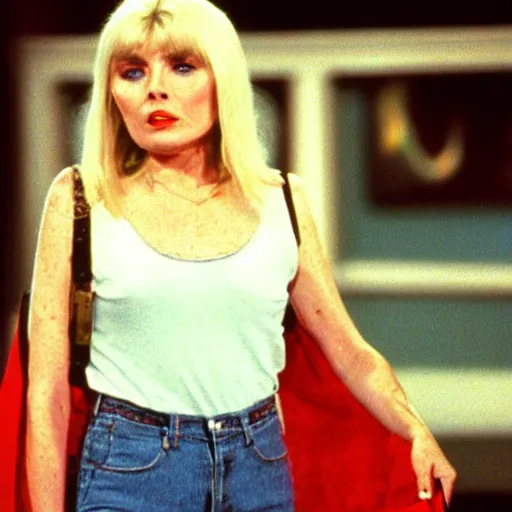 Prompt: high quality still of young Debbie Harry guest starring on the late 1990s TV show That 70s Show
