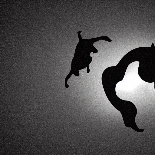 Prompt: Silhouette of an ape and a horse, yin Yang shaped