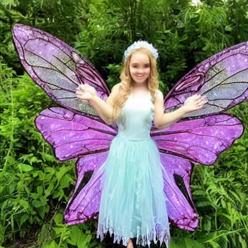 Prompt: photo of a beautiful fairy with crystal wings
