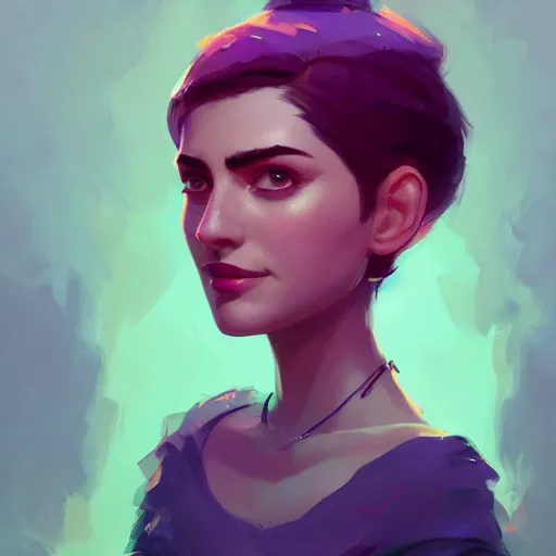 Image similar to portrait of a beautiful short haired woman, maya ali mage, gloomhaven, dynamic lighting, gaudy colors, octane render aesthetic, matte painting concept art, official fanart behance hd artstation by jesper ejsing, by rhads and makoto shinkai and lois van baarle and ilya kuvshinov and rossdraws