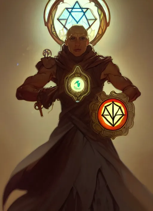 Image similar to digital character concept art by artgerm and greg rutkowski and alphonse mucha. clear portrait of an anthropomorphic tortoise cleric with glowing arcane runes painted on his shell, holding a pentagram shield, gritty coloring, intricate, elegant, digital painting, artstation, smooth, sharp focus