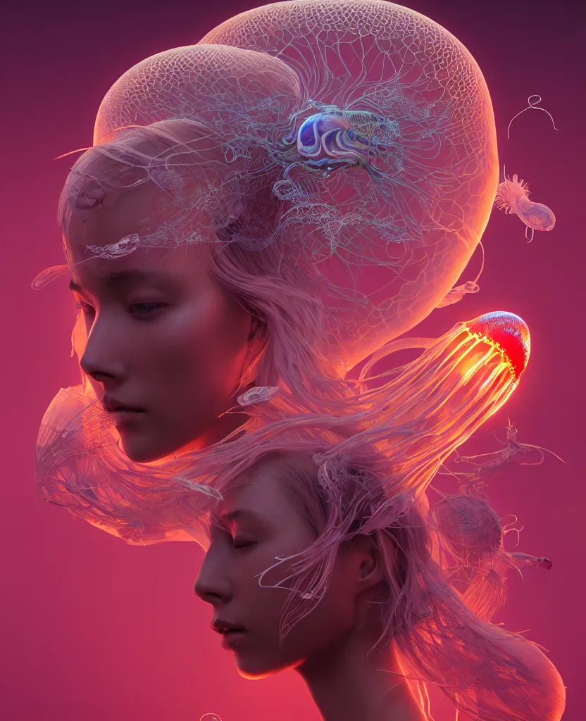 Image similar to goddess portrait. jellyfish phoenix head. intricate artwork by Tooth Wu and wlop and beeple. octane render, trending on artstation, greg rutkowski very coherent symmetrical artwork. cinematic, hyper realism, high detail, octane render, 8k