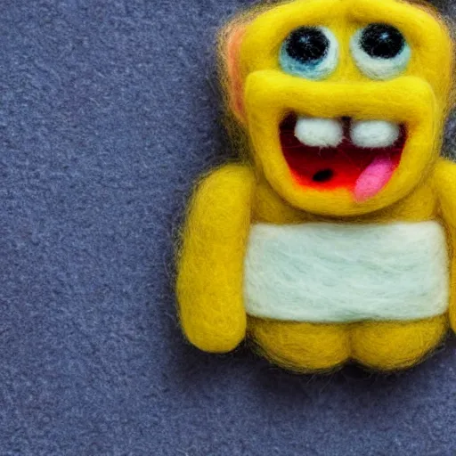 Image similar to a needle felting of Sponge Bob, 4K image, highly detailed.