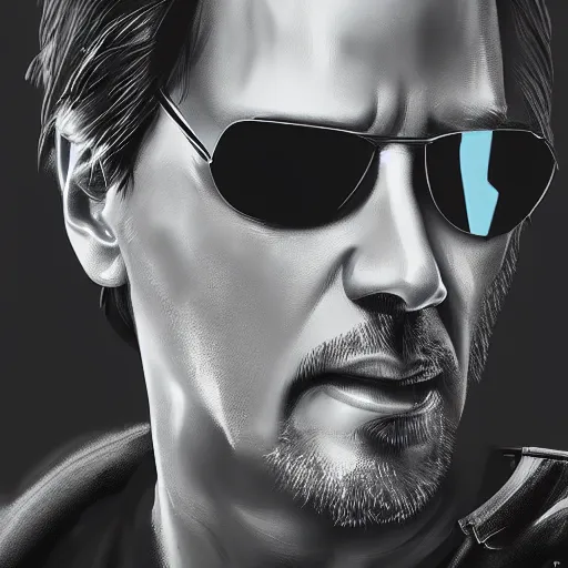 Prompt: Keanu Reeves as the Terminator, hyperdetailed, artstation, cgsociety, 8k