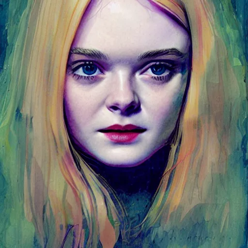 Image similar to illustration of Elle Fanning, by Sienkiewicz