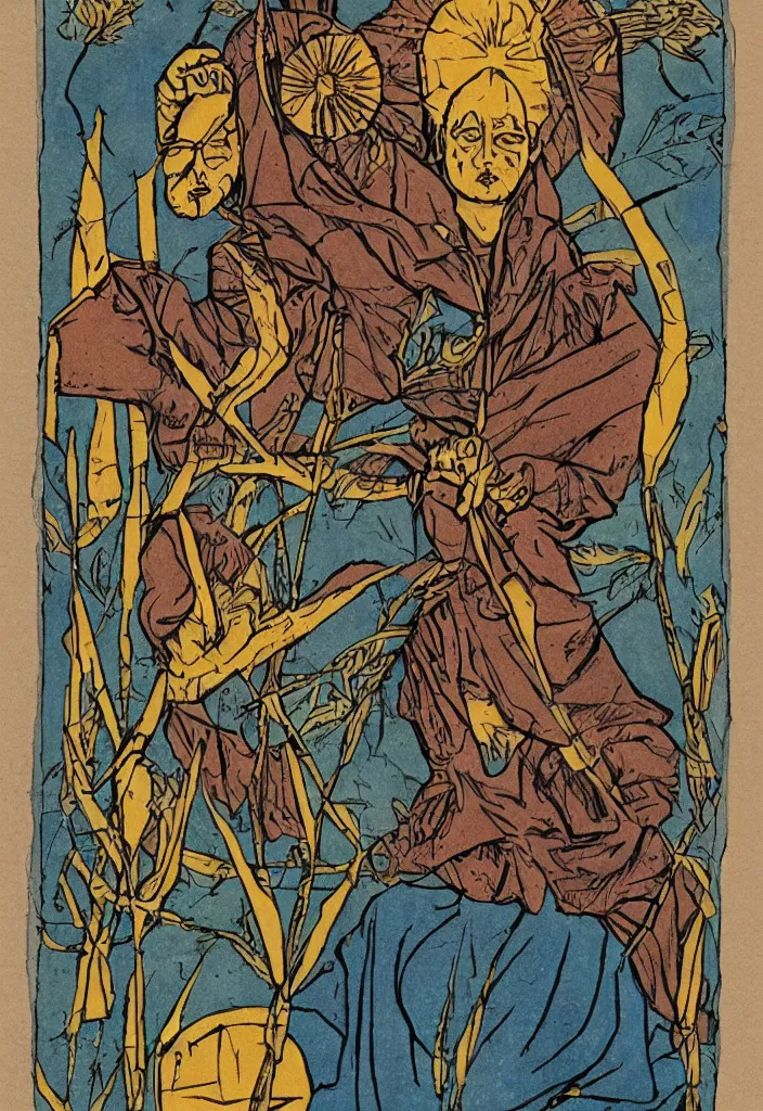 Image similar to Joshua Bengio on the Tarot card. Illustration