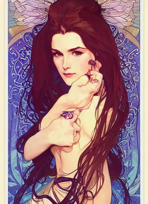 Prompt: Pretty woman, 1967 psychedelic portrait art by artgerm and greg rutkowski and alphonse mucha