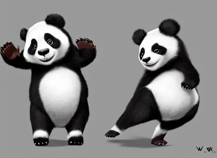 Prompt: award - winning detailed concept art of a cute iconic anthropomorphic panda character. art by wlop on bcy. net, realistic. detailed feathers, art by cheng yi. artstationhd, artgerm, 3 dcg, pixar zootopia. 3 d rendering, high quality model sheet, disney. model sheet detailed