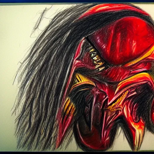 Prompt: crayon drawing of predator, colorful