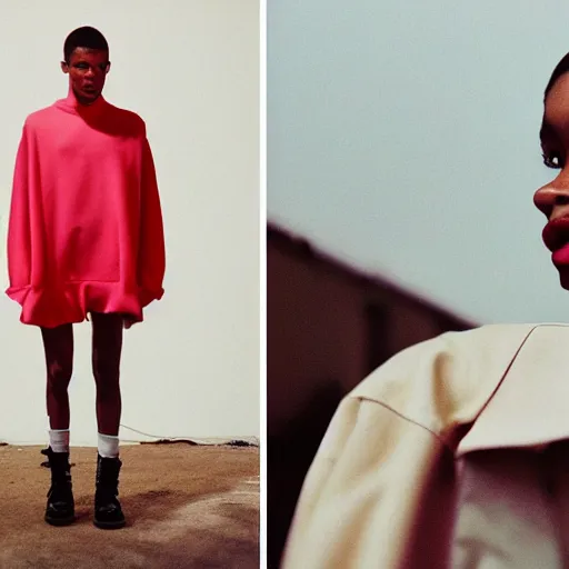 Image similar to realistic photoshooting for a new ssense!!! lookbook, color film photography, photo of a woman, photo in style of tyler mitchell, 3 5 mm, featured on vogue