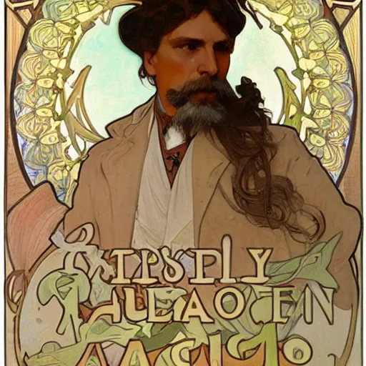 Prompt: painting of alphonse mucha by alphonse mucha, highly detailed, 8k, cinematic,