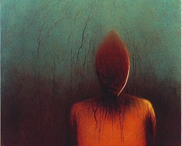 Image similar to by francis bacon, beksinski, mystical redscale photography evocative. horrid, abominable, disgusting, vile, revolting, fanged creature