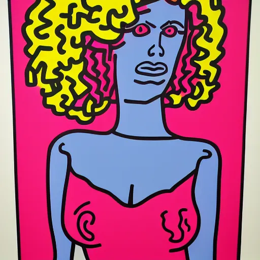 Prompt: Kaitlyn Michelle Siragusa, better known as Amouranth, full body portrait, by Peter Max, by keith haring, by andy warhol, by james gill