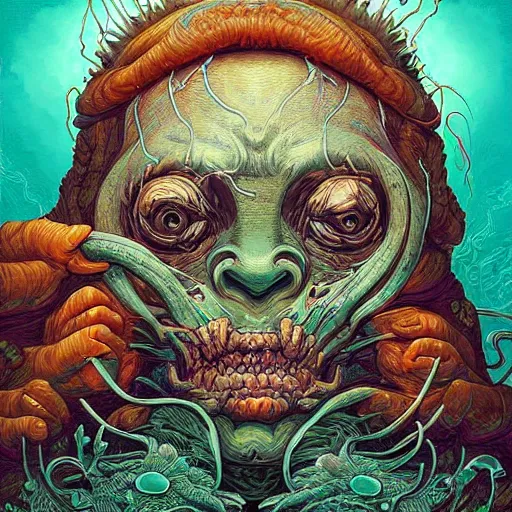 Image similar to “A portrait of the Eczema demon, digital art by Dan Mumford and Peter Mohrbacher, highly detailed, trending on DeviantArtHQ”