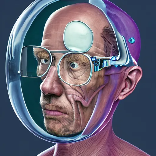 Prompt: Colour Hieronymus Bosch style Photography of Man with transparent skin with highly detailed 1000 years old face wearing highly detailed sci-fi glasses designed by Josan Gonzalez. Many details . In style of Josan Gonzalez and Mike Winkelmann and andgreg rutkowski and alphonse muchaand and Caspar David Friedrich and Stephen Hickman and James Gurney and Hiromasa Ogura. Rendered in Blender and Octane Render volumetric natural light