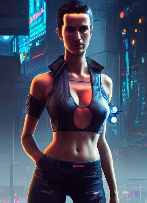 Image similar to portrait of Lesley Nilsen as a character in arabian Cyberpunk 2077, looking at camera, intricate, dystopian, sci-fi, extremely detailed, digital painting, artstation, concept art, smooth, sharp focus, illustration, intimidating lighting, incredible art by artgerm and greg rutkowski and alphonse mucha and simon stalenhag