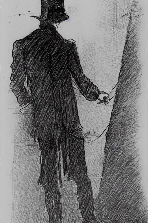 Image similar to a technical sketch of jack the ripper