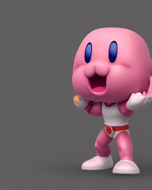 Prompt: full body 3d render of Kirby as a funko pop, studio lighting, white background, blender, trending on artstation, 8k, highly detailed