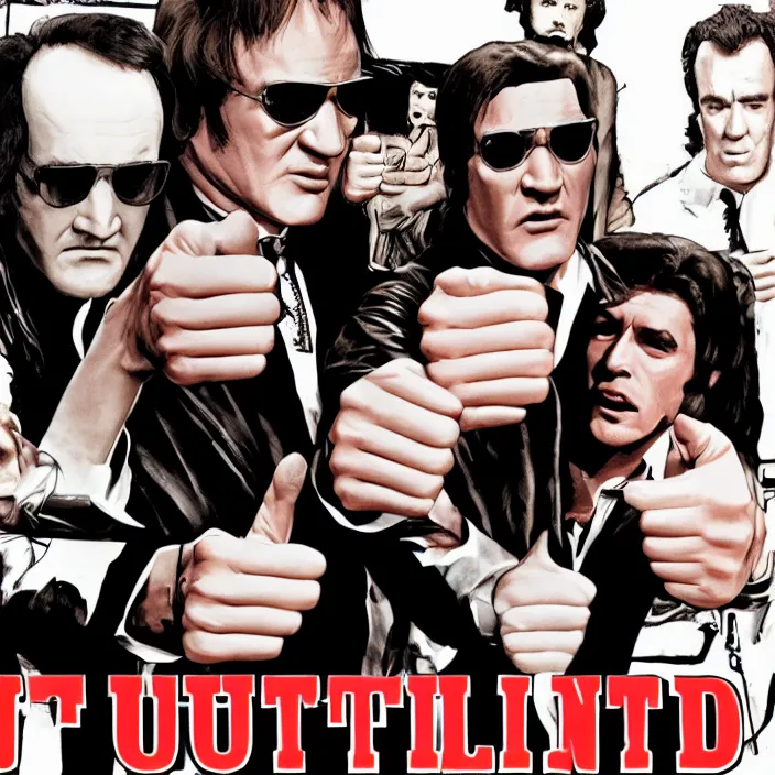 Prompt: quentin tarantino seal of approval, giving thumbs up. white background.