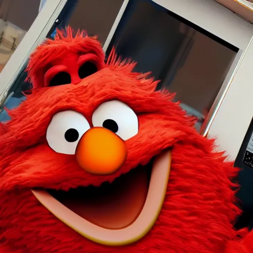 Prompt: photo of elmo at KFC, photorealistic, 4K