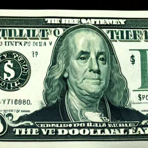 Image similar to a dollar bill with bill murrays face on it