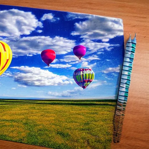 Image similar to landscape, ufo, clouds, Pencil Art, Colored Pencil, Impressionist Mosaic, Wall Decal, Signage, Wood-Carving, Balloon Modelling, Closeup, Field of View, Short Exposure, Long Exposure, 3D