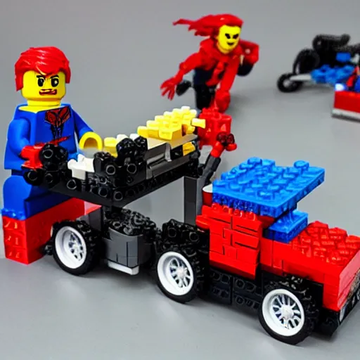 Prompt: Spider-man truck Lego set