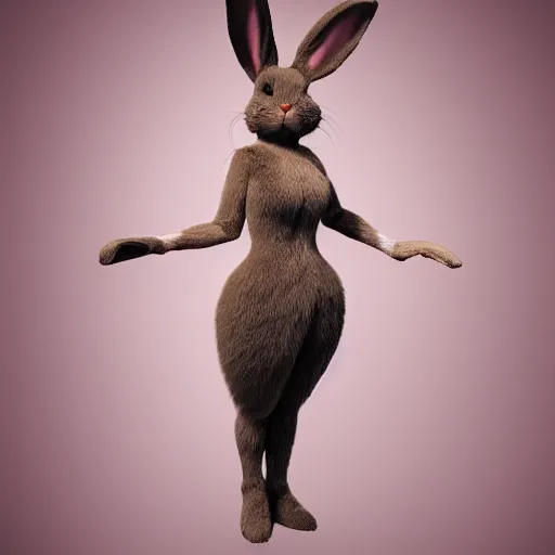 Image similar to beautiful fit furry female anthropomorphic rabbit wearing dress, full body, ultra realistic, vray, 5 5 mm