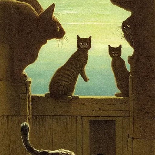 Prompt: cats by Caspar David Friedrich