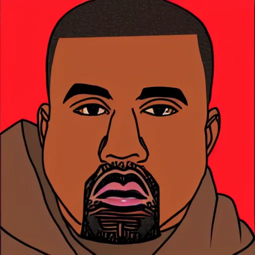 Image similar to a full body drawing of Kanye West in the style of Hideaki Anno, animation, concept art