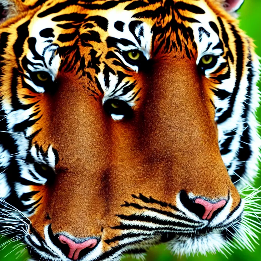 Prompt: tiger head, close up photo