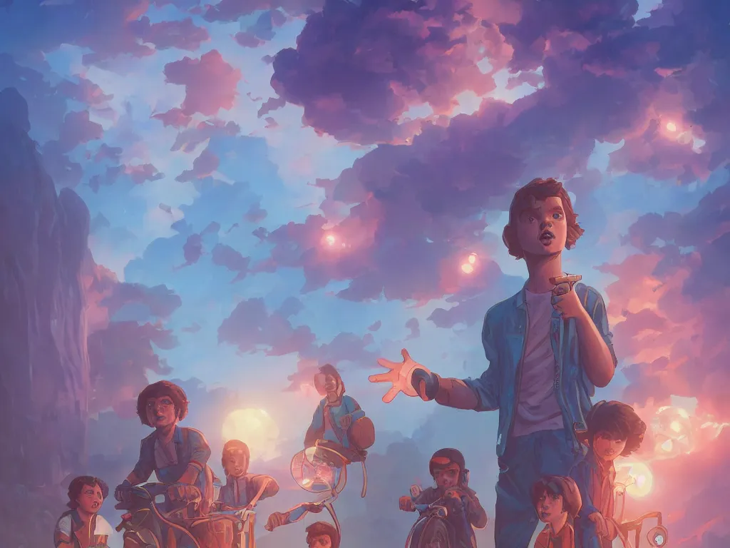 Image similar to hero world stranger things, behance hd by jesper ejsing, by rhads, makoto shinkai and lois van baarle, ilya kuvshinov, rossdraws global illumination, golden ratio, symmetrical beauty face