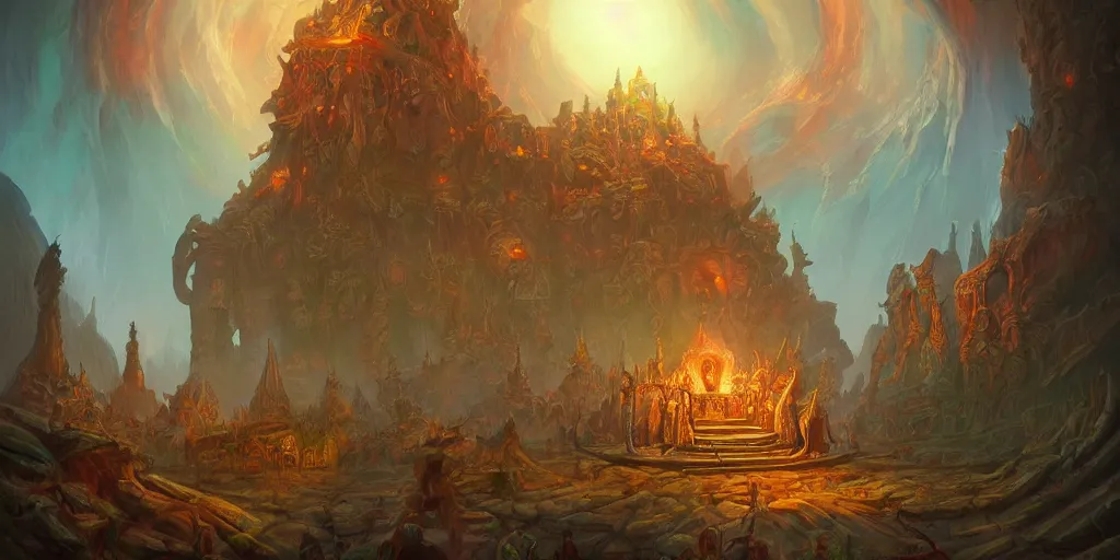 Prompt: ancient psychedelic ritual by Tyler Edlin by Anato Finnstark, ultra detailed, dramatic light, digital painting, trending on artstation