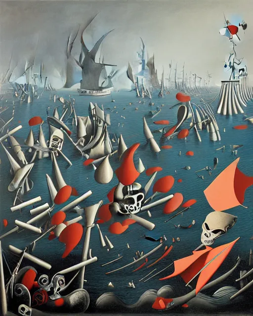 Prompt: Pirate invasion by Yves Tanguy