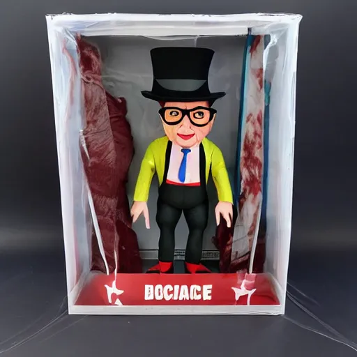 Image similar to eric morecambe, stop motion vinyl action figure, plastic, toy, butcher billy style
