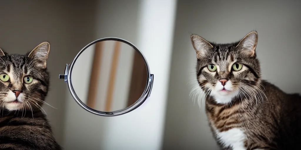 Image similar to cat looking in mirror