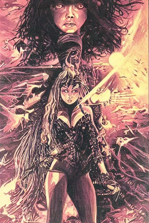 Image similar to detailed artwork for dark witch, 1 9 8 0 s