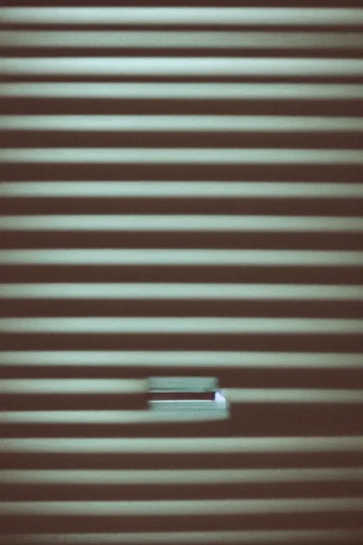 Image similar to kodak portra 4 0 0 photograph of a person peeking through their blinds, close up, telephoto, faded effect, grain,