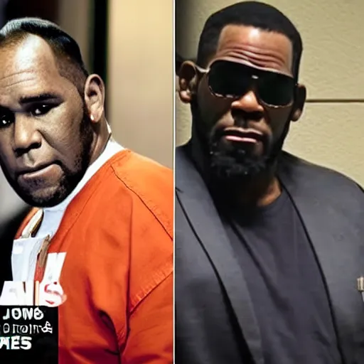 Prompt: alex jones and r kelly in prison