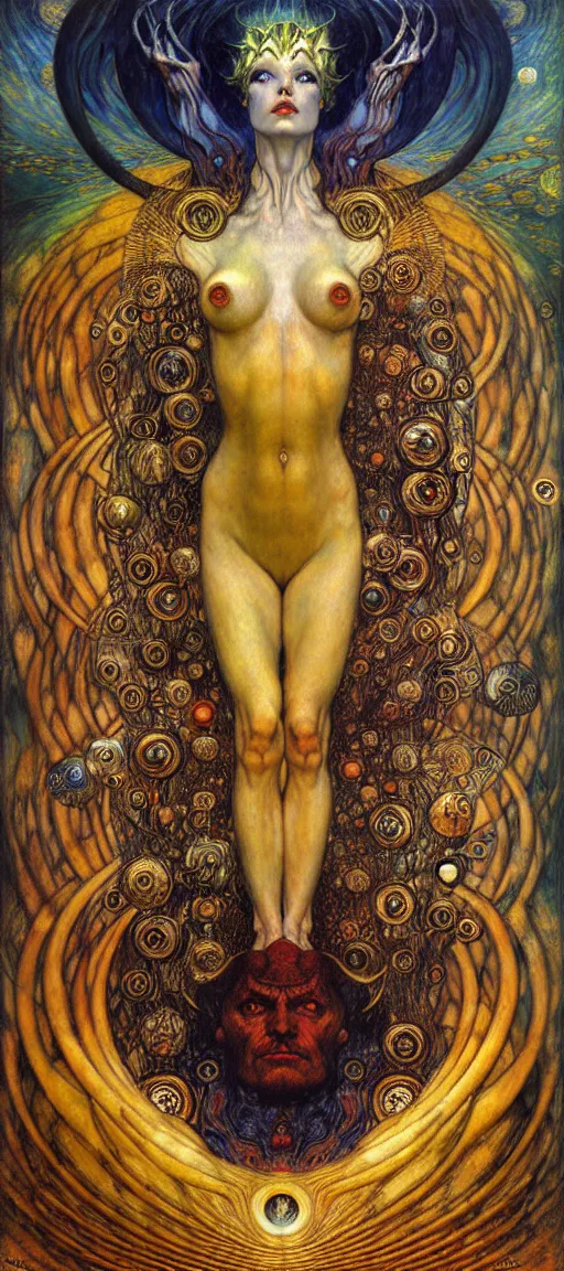 Image similar to Divine Chaos Engine by Karol Bak, Jean Delville, William Blake, Gustav Klimt, and Vincent Van Gogh, symbolist, visionary